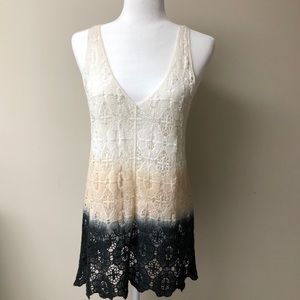 Lace Top Ombré from White to Beige to Black